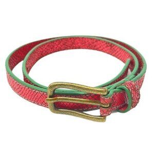 Liebeskind Berlin Coral Snake-Embossed Leather Belt Antiqued Brass Buckle 90CM